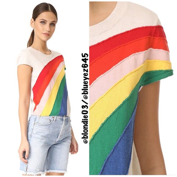 Alice & Olivia “Ester” rainbow sweater top M - Picture 2 of 6